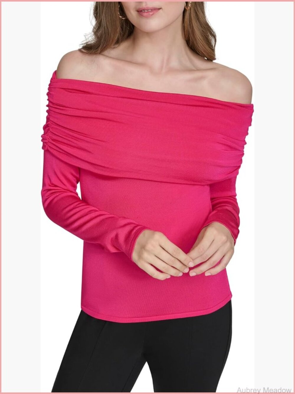 Off The Shoulder Rouched Sweater Solid Versatile Layering Piece